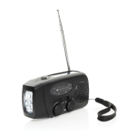 Radio de secours multifonction en ABS recyclé avec manivelle 1 800 mAh couleur noir deuxième vue