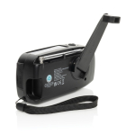 Radio de secours multifonction en ABS recyclé avec manivelle 1 800 mAh couleur noir troisième vue