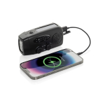 Radio de secours multifonction en ABS recyclé avec manivelle 1 800 mAh couleur noir septième vue