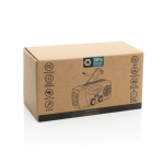 Radio de secours multifonction en ABS recyclé avec manivelle 1 800 mAh couleur noir deuxième vue avec boîte