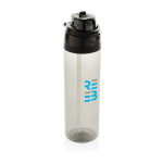 Gourde légère en RPET avec bouchon antifuite double 800 ml couleur noir vue avec logo