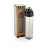Gourde légère en RPET avec bouchon antifuite double 800 ml couleur noir vue avec boîte