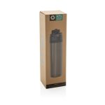 Gourde légère en RPET avec bouchon antifuite double 800 ml couleur noir deuxième vue avec boîte