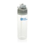 Gourde légère en RPET avec bouchon antifuite double 800 ml couleur blanc vue avec logo
