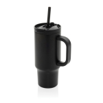 Gobelet isotherme en inox recyclé avec paille et anse 480 ml couleur noir