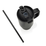 Gobelet isotherme en inox recyclé avec paille et anse 480 ml couleur noir septième vue