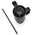 Gobelet isotherme en inox recyclé avec paille et anse 480 ml couleur noir huitième vue