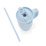 Gobelet isotherme en inox recyclé avec paille et anse 480 ml couleur bleu septième vue
