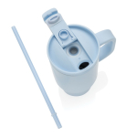 Gobelet isotherme en inox recyclé avec paille et anse 480 ml couleur bleu huitième vue