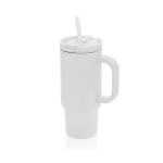 Gobelet isotherme en inox recyclé avec paille et anse 480 ml couleur blanc