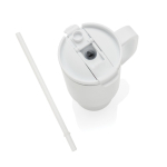 Gobelet isotherme en inox recyclé avec paille et anse 480 ml couleur blanc septième vue