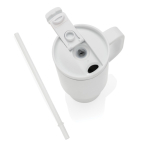 Gobelet isotherme en inox recyclé avec paille et anse 480 ml couleur blanc huitième vue