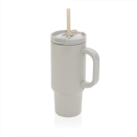 Gobelet isotherme en inox recyclé avec paille et anse 480 ml couleur gris