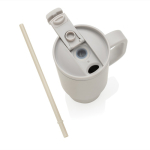 Gobelet isotherme en inox recyclé avec paille et anse 480 ml couleur gris huitième vue