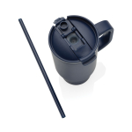 Gobelet isotherme en inox recyclé avec paille et anse 480 ml couleur bleu marine septième vue