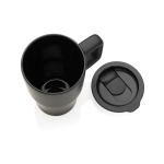 Tasse premium en céramique avec anse et couvercle antifuite 490 ml couleur noir sixième vue