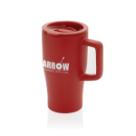 Tasse premium en céramique avec anse et couvercle antifuite 490 ml couleur rouge vue avec logo