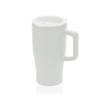 Tasse premium en céramique avec anse et couvercle antifuite 490 ml couleur blanc