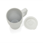 Tasse premium en céramique avec anse et couvercle antifuite 490 ml couleur blanc sixième vue