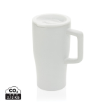 Tasse premium en céramique avec anse et couvercle antifuite 490 ml couleur blanc