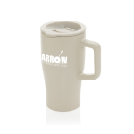 Tasse premium en céramique avec anse et couvercle antifuite 490 ml couleur gris vue avec logo