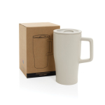 Tasse premium en céramique avec anse et couvercle antifuite 490 ml couleur gris vue avec boîte
