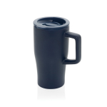 Tasse premium en céramique avec anse et couvercle antifuite 490 ml couleur bleu marine