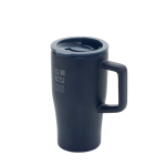 Tasse premium en céramique avec anse et couvercle antifuite 490 ml couleur bleu marine avec zone d'impression