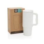 Gobelet en acier recyclé avec bec rabattable et bouchon à vis 900 ml couleur blanc vue avec boîte