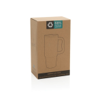 Gobelet en acier recyclé avec bec rabattable et bouchon à vis 900 ml couleur bleu marine deuxième vue avec boîte