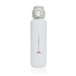 Gourde de sport en acier recyclé avec bouchon antifuite 600 ml couleur blanc vue avec logo