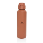 Gourde de sport en acier recyclé avec bouchon antifuite 600 ml couleur orange vue avec logo