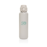 Gourde de sport en acier recyclé avec bouchon antifuite 600 ml couleur beige vue avec logo