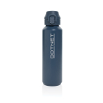 Gourde de sport en acier recyclé avec bouchon antifuite 600 ml couleur bleu marine vue avec logo