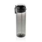 Bouteille de sport en RPET avec bouchon antifuite et paille 800 ml couleur noir