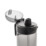 Bouteille de sport en RPET avec bouchon antifuite et paille 800 ml couleur noir huitième vue