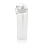 Bouteille de sport en RPET avec bouchon antifuite et paille 800 ml couleur blanc