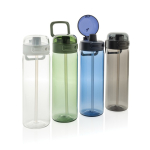 Bouteille de sport en RPET avec bouchon antifuite et paille 800 ml couleur blanc vue générale