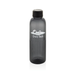 Gourde en RPET au design ondulé avec anse 750 ml couleur noir vue avec logo