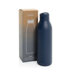 Bouteille écologique avec prise en main à 360° 600 ml Avira Alok couleur bleu marine vue avec boîte