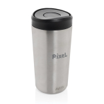 Mug thermos à emporter écologique avec couvercle 400 ml Avira Alix couleur argenté vue avec logo