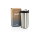 Mug thermos à emporter écologique avec couvercle 400 ml Avira Alix couleur argenté vue avec boîte