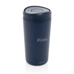 Mug thermos à emporter écologique avec couvercle 400 ml Avira Alix couleur bleu marine vue avec logo