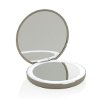 Miroir de poche en plastique recyclé avec grossissement et lumière LED couleur beige