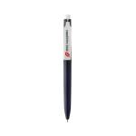 Stylo en plastique recyclé avec encre bleue ultra‑fluide couleur bleu marine vue avec logo