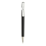 Stylo en plastique recyclé avec recharge Dokumental® à encre bleue couleur noir vue avec logo