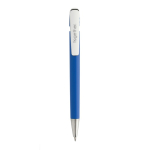 Stylo en plastique recyclé avec recharge Dokumental® à encre bleue couleur bleu vue avec logo