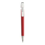 Stylo en plastique recyclé avec recharge Dokumental® à encre bleue couleur rouge vue avec logo