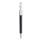 Stylo en plastique recyclé avec recharge Dokumental® à encre bleue couleur bleu marine vue avec logo