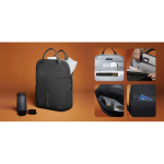 Sac à dos extensible en tissu recyclé avec zip Duo‑Zipper 16” couleur noir